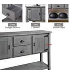 TUYOHW 46 Table Console en Bois de Pin avec 2 Armoires et 2 Tiroirs, Buffet Desserte avec Étagère Ouverte, Table d'Entrée Rustique pour Salon, Couloir