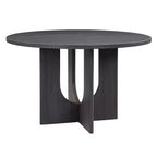 Table à manger ronde moderne 47" avec plateau effet bois et base stable, table de cuisine polyvalente pour salle à manger ou salon-Panipeachy