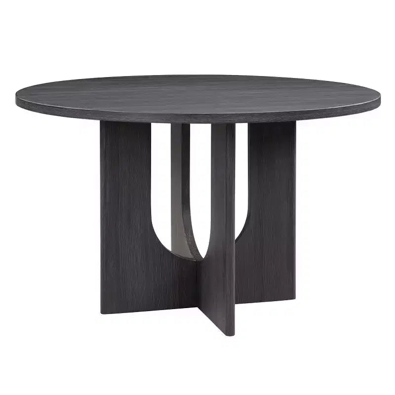 Table à manger ronde moderne 47" avec plateau effet bois et base stable, table de cuisine polyvalente pour salle à manger ou salon-Panipeachy
