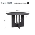 Table à manger ronde moderne 47" avec plateau effet bois et base stable, table de cuisine polyvalente pour salle à manger ou salon-Panipeachy