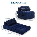 Canapé-lit pliant (lot de 2), fauteuil convertible avec oreiller et support ergonomique, portable et lavable en machine – Idéal pour le salon et la chambre