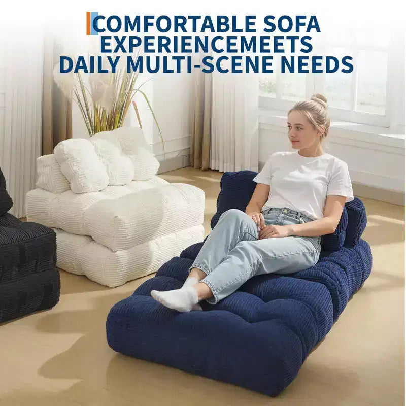 Canapé-lit pliant (lot de 2), fauteuil convertible avec oreiller et support ergonomique, portable et lavable en machine – Idéal pour le salon et la chambre