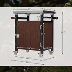 Chariot de barbecue portable JVNOXK de 32 pouces pour extérieur avec crochets et étagère à épices, table de barbecue extérieure étanche, comptoir en acier inoxydable, marron