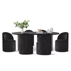 Ensemble de salle à manger 7 pièces pour cuisine, table ovale noire et chaises baquets en chenille, meubles de salle à manger modernes - Panipeachy