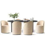 Ensemble de salle à manger 7 pièces pour cuisine, table ovale noire et chaises baquets en chenille, meubles de salle à manger modernes - Panipeachy