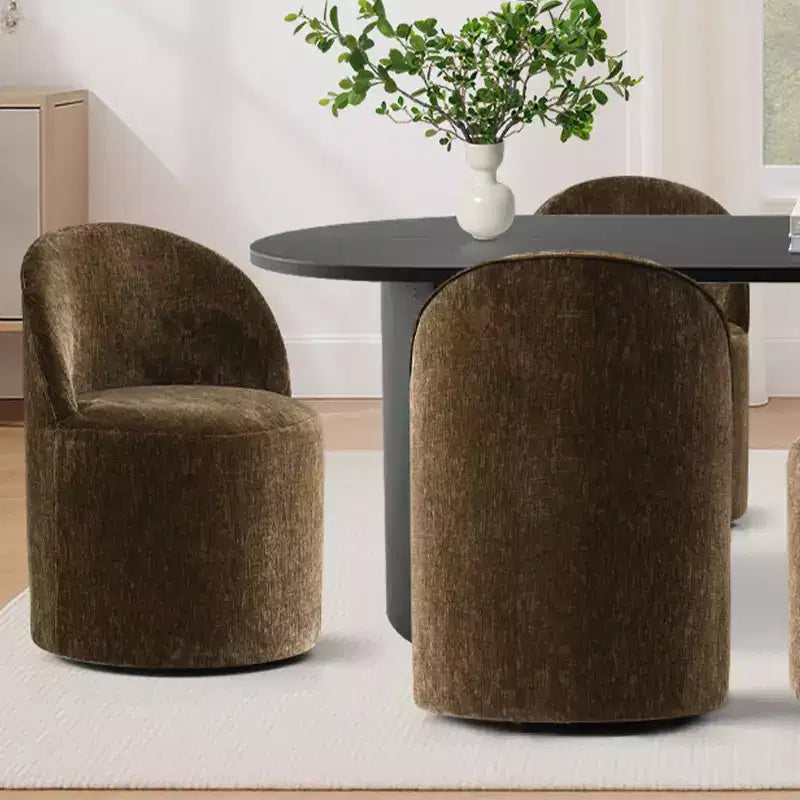 Ensemble de salle à manger 7 pièces pour cuisine, table ovale noire et chaises baquets en chenille, meubles de salle à manger modernes - Panipeachy