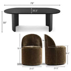 Ensemble de salle à manger 7 pièces pour cuisine, table ovale noire et chaises baquets en chenille, meubles de salle à manger modernes - Panipeachy