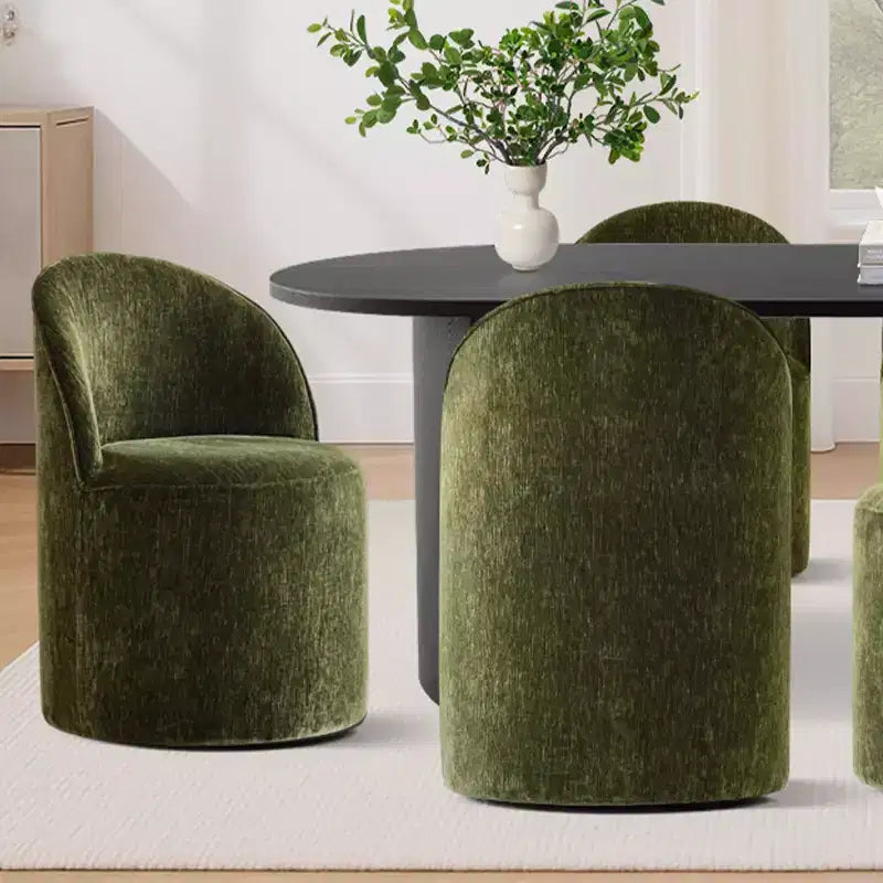 Ensemble de salle à manger 7 pièces pour cuisine, table ovale noire et chaises baquets en chenille, meubles de salle à manger modernes - Panipeachy