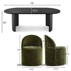 Ensemble de salle à manger 7 pièces pour cuisine, table ovale noire et chaises baquets en chenille, meubles de salle à manger modernes - Panipeachy