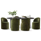 Ensemble de salle à manger 7 pièces pour cuisine, table ovale noire et chaises baquets en chenille, meubles de salle à manger modernes - Panipeachy