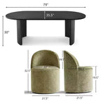 Ensemble de salle à manger 7 pièces pour cuisine, table ovale noire et chaises baquets en chenille, meubles de salle à manger modernes - Panipeachy