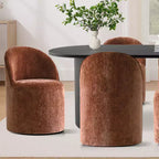 Ensemble de salle à manger 7 pièces pour cuisine, table ovale noire et chaises baquets en chenille, meubles de salle à manger modernes - Panipeachy