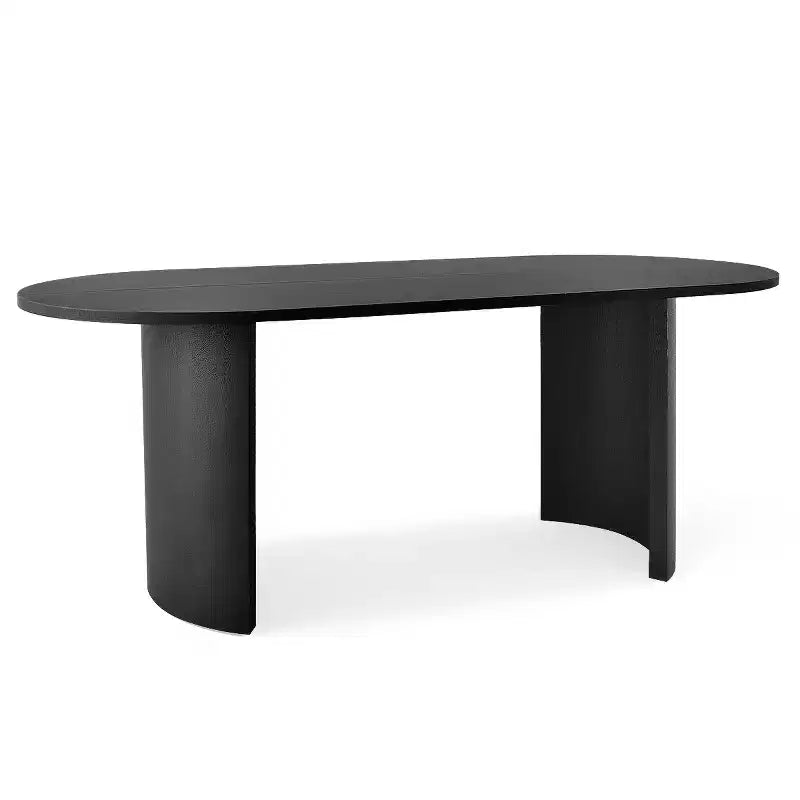 Ensemble de salle à manger 7 pièces pour cuisine, table ovale noire et chaises baquets en chenille, meubles de salle à manger modernes - Panipeachy