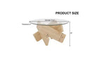 Table basse ronde TUYOHW avec plateau en verre trempé, table basse centrale moderne et unique avec pieds en MDF à motif pour salon