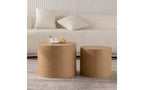 Ensemble de 2 tables basses gigognes rondes TUYOHW, table centrale en MDF écologique pour salon, table d'appoint moderne en bois, table d'appoint