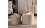 Ensemble de 2 tables basses gigognes rondes TUYOHW, table centrale en MDF écologique pour salon, table d'appoint moderne en bois, table d'appoint