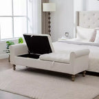 TUYOHW 65.7 Banc de Rangement Moderne avec Pieds en Bois Massif, Banc de Bout de Lit avec Accoudoir Roulé, Siège d'Entrée et Coffre à Jouets pour Salon, Chambre à Coucher
