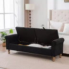 TUYOHW 65.7 Banc de Rangement Moderne avec Pieds en Bois Massif, Banc de Bout de Lit avec Accoudoir Roulé, Siège d'Entrée et Coffre à Jouets pour Salon, Chambre à Coucher