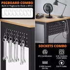 Établi de garage robuste de 2000 lb et 47 po réglable avec roulettes verrouillables - Établi portable avec 20 crochets