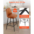 VEVOR Lot de 3 Tabourets de Bar, Tabourets Pivotants de 68,6 cm Hauteur de Comptoir, Tabourets de Bar Modernes en Cuir PU avec Dossier et Pieds en Métal, Marron