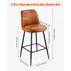 VEVOR Lot de 3 Tabourets de Bar, Tabourets Pivotants de 68,6 cm Hauteur de Comptoir, Tabourets de Bar Modernes en Cuir PU avec Dossier et Pieds en Métal, Marron