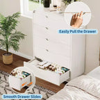 Commode à 5 tiroirs pour chambre à coucher, commode moderne haute de 48 pouces en bois avec grand espace de rangement en bois, commode pour salon, couloir