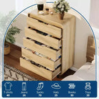 Commode à 5 tiroirs pour chambre à coucher, commode moderne haute de 48 pouces en bois avec grand espace de rangement en bois, commode pour salon, couloir