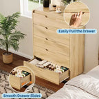 Commode à 5 tiroirs pour chambre à coucher, commode moderne haute de 48 pouces en bois avec grand espace de rangement en bois, commode pour salon, couloir