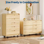 Commode à 5 tiroirs pour chambre à coucher, commode moderne haute de 48 pouces en bois avec grand espace de rangement en bois, commode pour salon, couloir