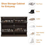 Meuble à chaussures avec 4 tiroirs basculants, meuble à chaussures en bois cannelé caché avec étagère réglable, meuble de rangement de chaussures autoportant pour entrée ou couloir