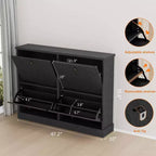 Meuble à chaussures avec 4 tiroirs basculants, meuble à chaussures en bois cannelé caché avec étagère réglable, meuble de rangement de chaussures autoportant pour entrée ou couloir