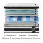 Matelas Hybride Twin XL 12 Pouces, Housse Respirante et Fraîche Certifiée Oeko-Tex, Mousse à Mémoire de Forme et Ressorts Ensachés Individuels, Soutien Ferme Moyen
