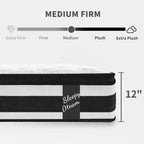 Matelas Hybride Twin XL 12 Pouces, Housse Respirante et Fraîche Certifiée Oeko-Tex, Mousse à Mémoire de Forme et Ressorts Ensachés Individuels, Soutien Ferme Moyen