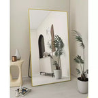 Miroir pleine longueur 71x31 pouces Miroir vert sans cuivre Miroir sur pied doré pour chambre à coucher, montage mural, verre de sécurité