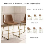 Signature Design by Ashley Lexadine – Chaises latérales rembourrées pour salle à manger, ensemble de 2, sièges en similicuir marron avec cadre en métal doré