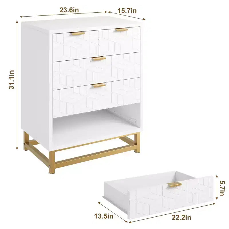 COZONY Commode moderne à 5 tiroirs avec pieds en métal, organisateur de rangement large pour chambre à coucher, salon et entrée