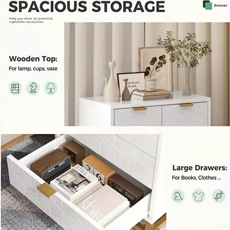 COZONY Commode moderne à 5 tiroirs avec pieds en métal, organisateur de rangement large pour chambre à coucher, salon et entrée
