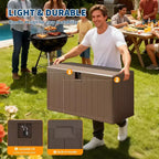 Acekool Coffre de rangement extérieur 492 L, grande malle de pont en résine aspect bois, organisateur de patio étanche pour jardin, pelouse et bord de piscine