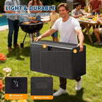Acekool Coffre de rangement extérieur 492 L, grande malle de pont en résine aspect bois, organisateur de patio étanche pour jardin, pelouse et bord de piscine