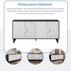 63 Buffet de style bohème, meuble TV noir, console média avec portes sculptées motif floral mandala - Panipeachy