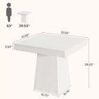 Table à manger carrée Lantine pour 4, petite table de cuisine de 80 cm avec base sur pied robuste, table de ferme pour salle à manger, cuisine, blanc