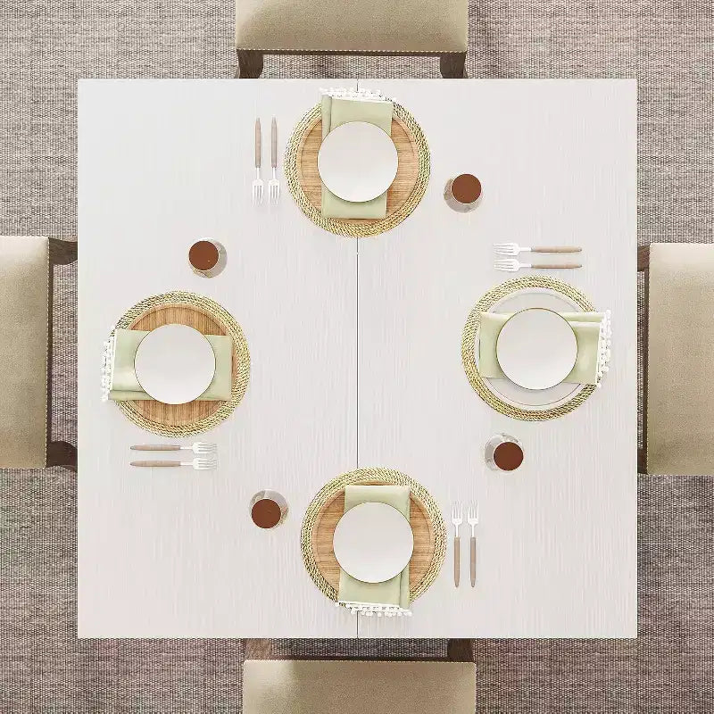 Table à manger carrée Lantine pour 4, petite table de cuisine de 80 cm avec base sur pied robuste, table de ferme pour salle à manger, cuisine, blanc