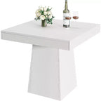 Table à manger carrée Lantine pour 4, petite table de cuisine de 80 cm avec base sur pied robuste, table de ferme pour salle à manger, cuisine, blanc