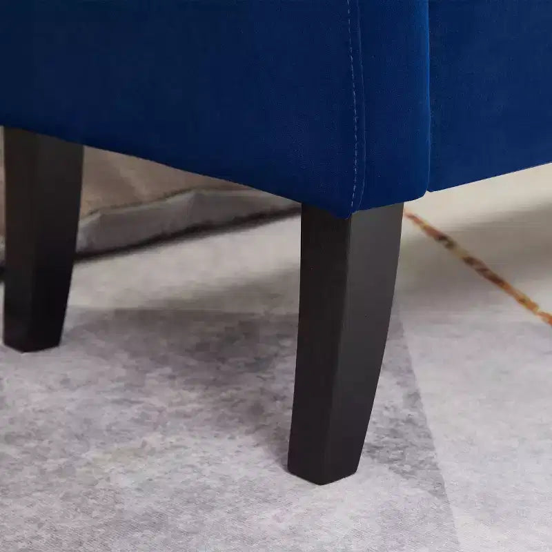 Banc de rangement en velours Okak 51,5 avec accoudoirs et pieds en bois, bout de lit avec assise rembourrée, pouf de rangement pour la maison