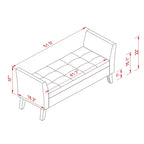 Banc de rangement en velours Okak 51,5 avec accoudoirs et pieds en bois, bout de lit avec assise rembourrée, pouf de rangement pour la maison