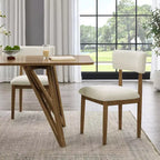 TUYOHW Lot de 2 chaises de salle à manger modernes en tissu bouclette, chaises de salle à manger rembourrées avec dossier incurvé et cadre en bois d'hévéa