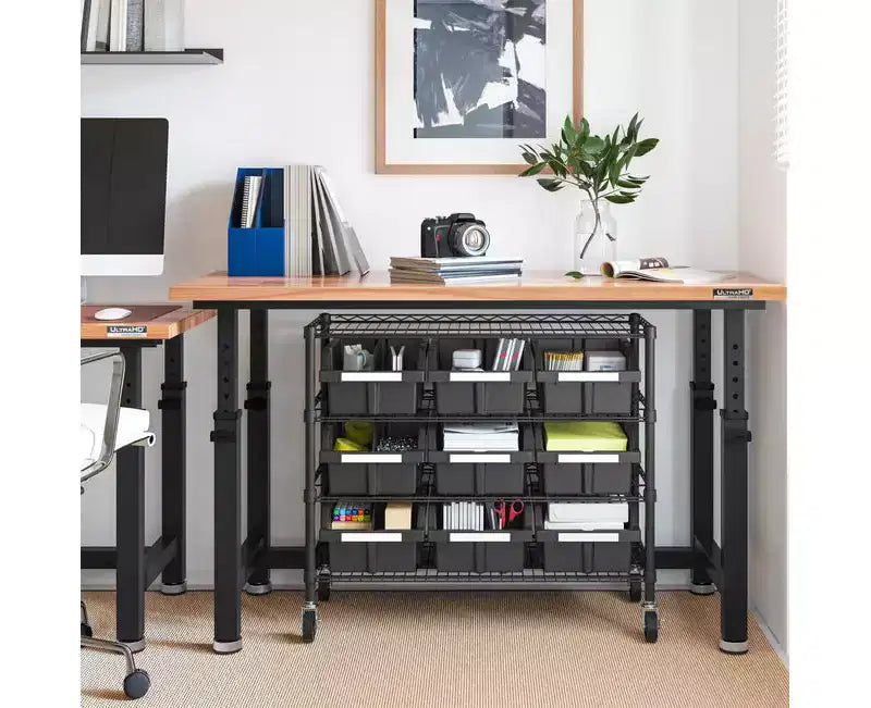 Étagère de rangement à 4 niveaux et 9 bacs Seville Classics, 36 po L x 14 po P x 31 po H
