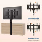Meuble TV en rotin avec support - Commode à 4 tiroirs - Meuble TV pour téléviseurs jusqu'à 70 pouces, console multimédia rustique en bois pour salon et chambre
