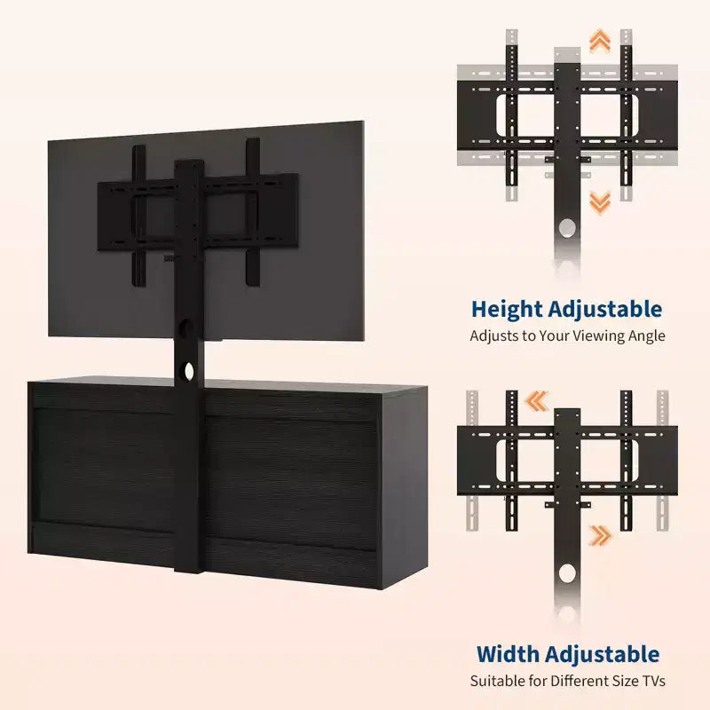 Meuble TV en rotin avec support - Commode à 4 tiroirs - Meuble TV pour téléviseurs jusqu'à 70 pouces, console multimédia rustique en bois pour salon et chambre