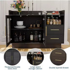 Meuble Bar à Vin avec Portes Vitrées et Tiroirs de Rangement - Meuble Bar Polyvalent pour Cuisine, Salle à Manger, Bureau, Salle de Jeux